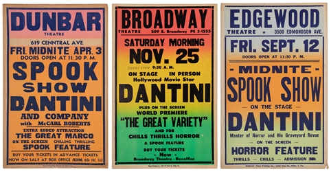 [SPOOK SHOW]. DANTINI, Vincent. Three Dantini “Master of Ho...