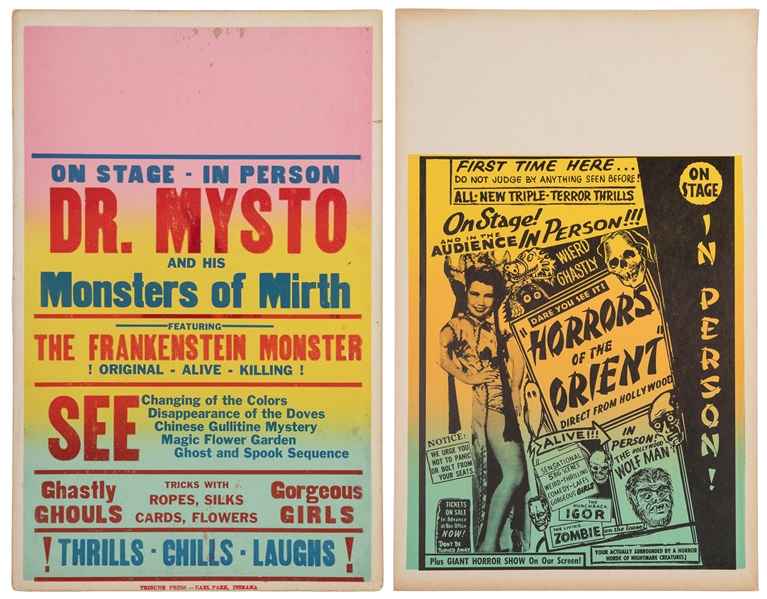 [SPOOK SHOW]. Two Window Cards / Horror of the Orient [and]...