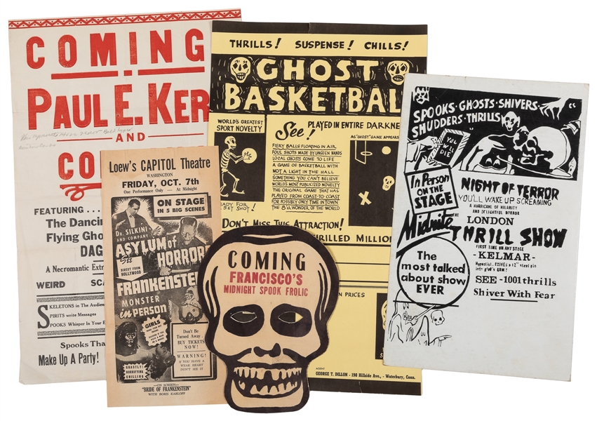 [SPOOK SHOW]. Five Pieces of Spook Show Ephemera. V.p., 20t...