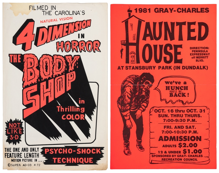 [SPOOK SHOW]. Pair of Posters Horror Film / Haunted House. ...