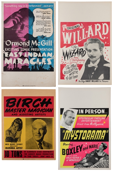 [WINDOW CARD]. Four Window Cards Featuring Magicians and Re...