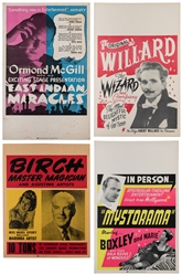 [WINDOW CARD]. Four Window Cards Featuring Magicians and Re...