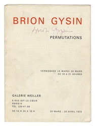 GYSIN, Brion (American, 1916–1986). BURROUGHS, William S. (...