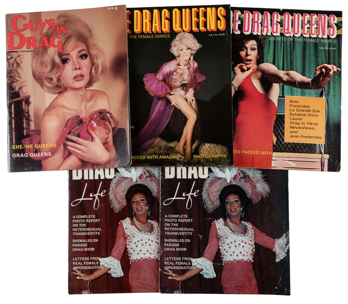 [DRAG]. Five Assorted Issues of Drag Queen Magazines. [V.p....