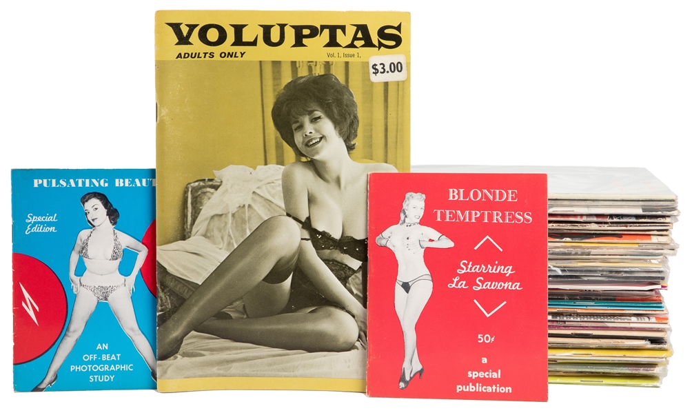 [NUDES AND PORNOGRAPHY]. Group of Nearly 45 Magazines and D...