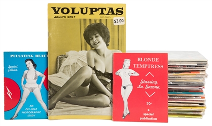 [NUDES AND PORNOGRAPHY]. Group of Nearly 45 Magazines and D...