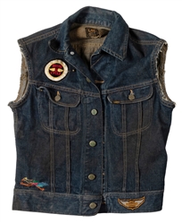 [MOTORCYCLE CLUB]. Red Skull Denim Biker Vest. Lee Sanfordi...