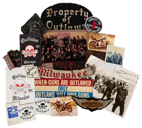 [MOTORCYCLE CLUB]. Lot of 36 Pieces of Outlaws Motorcycle C...