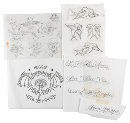 [TATTOO]. [JASON MCAFEE]. Large Lot of Tattoo Stencil Drawi...