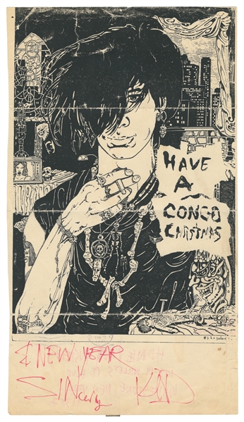 Kid Congo Powers Holiday Card to Howie Pyro. 1981. Postally...