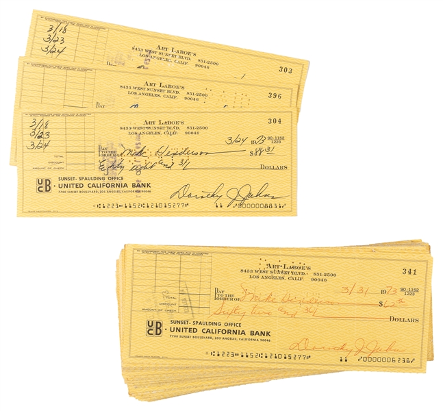 LABOE, Art (1925–2022). Nearly 150 Signed Checks from Art L...