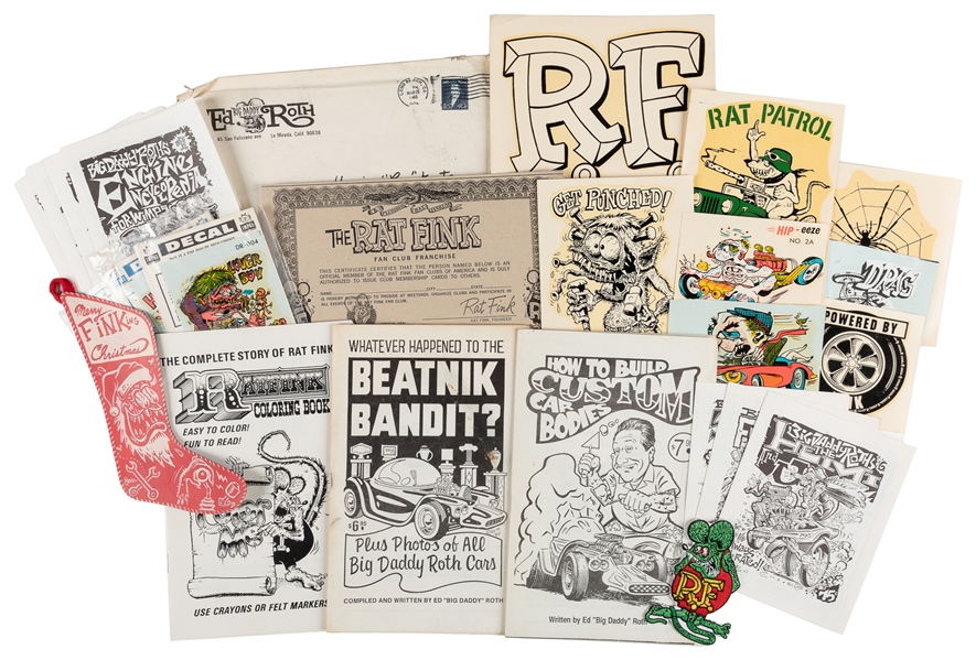 ROTH, Ed “Big Daddy" (1932–2001). Rat Fink Ephemera, Signed...