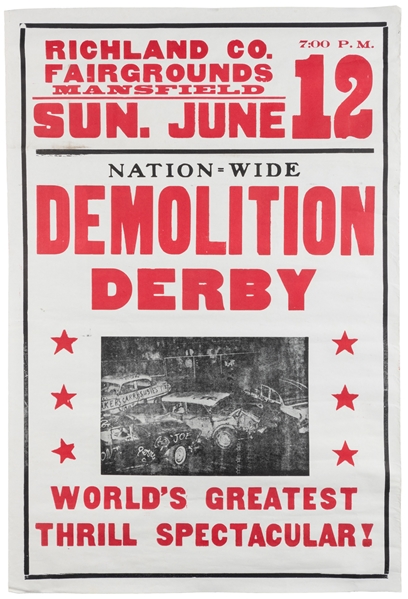 [WINDOW CARD]. Demolition Derby (Nation-Wide) Worlds Great...