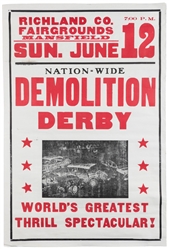 [WINDOW CARD]. Demolition Derby (Nation-Wide) World's Great...