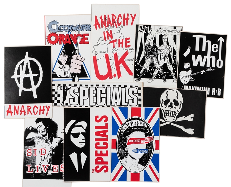 Group of 29 Unused Vintage Punk, Rock, and Anarchist Sticke...