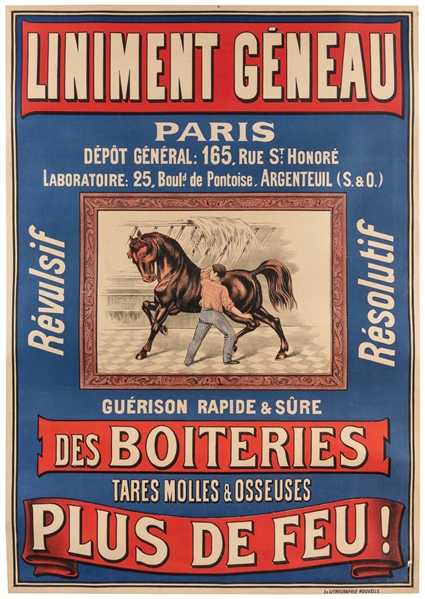  Liniment Geneau. Circa 1900. Lithograph poster advertising ...