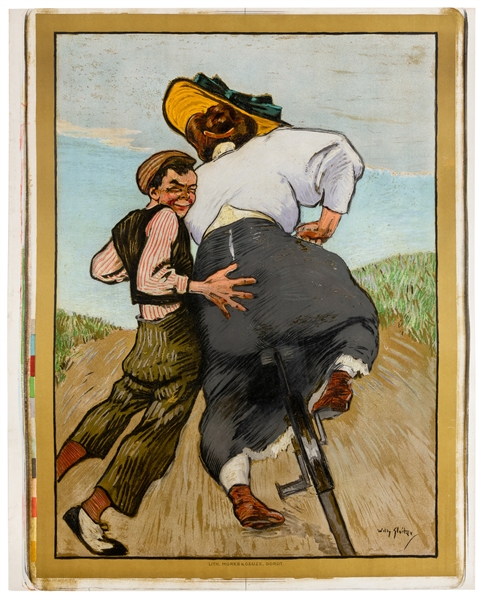  [CYCLING]. SLUITER, Willy (1873 – 1949). [Boy Helping Woman...