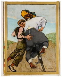  [CYCLING]. SLUITER, Willy (1873 – 1949). [Boy Helping Woman...