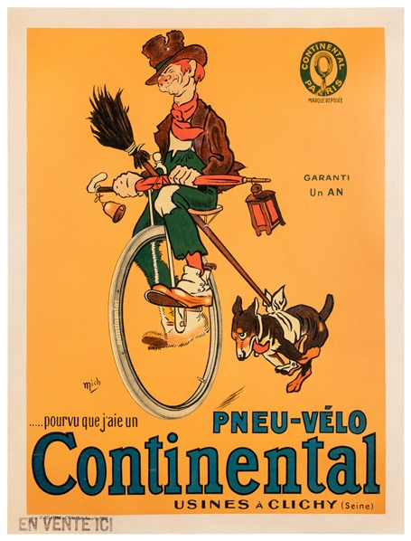  Pneu-Velo / Continental. Paris: G. Dellatre, ca. 1910. Cart...