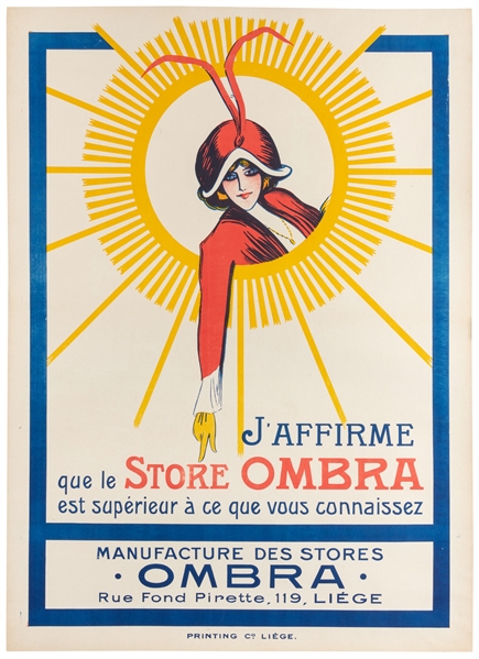  Store Ombra. [1925]. Stone lithograph. A woman in an eye-ca...