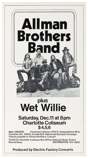  Allman Brothers Band plus Wet Willie / Charlotte Coliseum. ...