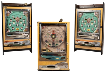  Trio of Japanese Nishijin Pachinko Arcade Machines. Three e...