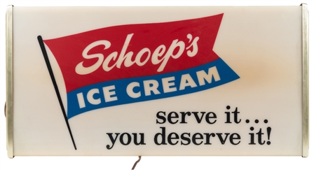  Schoep's Ice Cream Double-Sided Lighted Sign. [Ca. mid-20th...