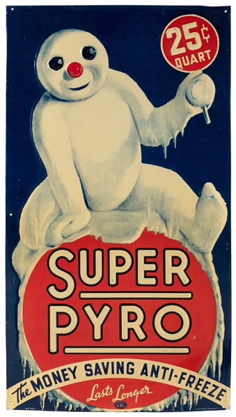  Super Pyro 25 Cent Quart Embossed Painted Tin Sign. Covingt...
