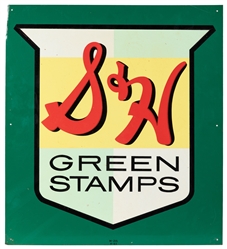  Pair of S & H Green Stamps Painted Tin Signs, One a Flange ...