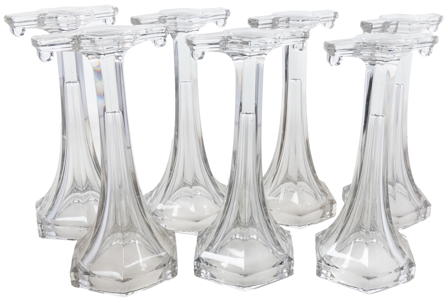  Group of 7 Glass Country Store Shelf Risers. Seven thick, c...