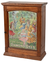  Diamond Dyes Store Cabinet. Circa 1900s. Wooden cabinet wit...