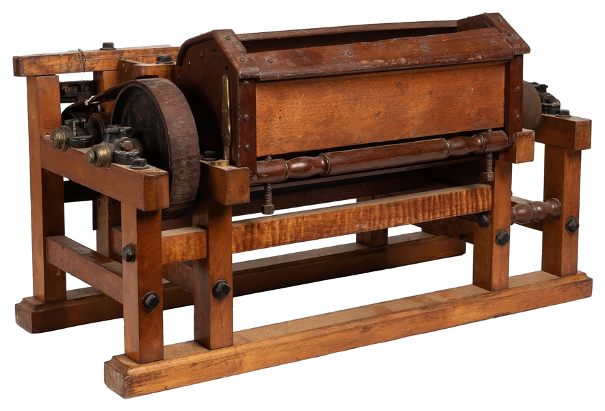  Tabletop Cotton Gin with Rotating Saw Blades and Brushes. [...