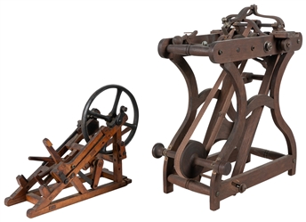  [HAND-BUILT MACHINE MODEL]. Two Wooden Models for Unidentif...