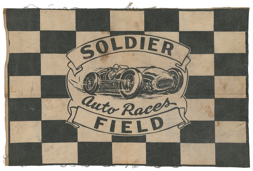  Soldier Field Auto Races Checkerboard Flag. [Chicago, ca. 1...