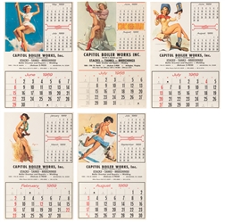  Group of 5 Pin-up Calendars by Elvgren. Brown & Bigelow, 19...