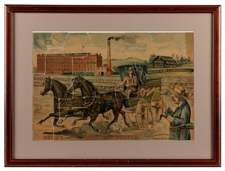  Two Framed Advertising Puzzles. Early 20th century. Pair of...