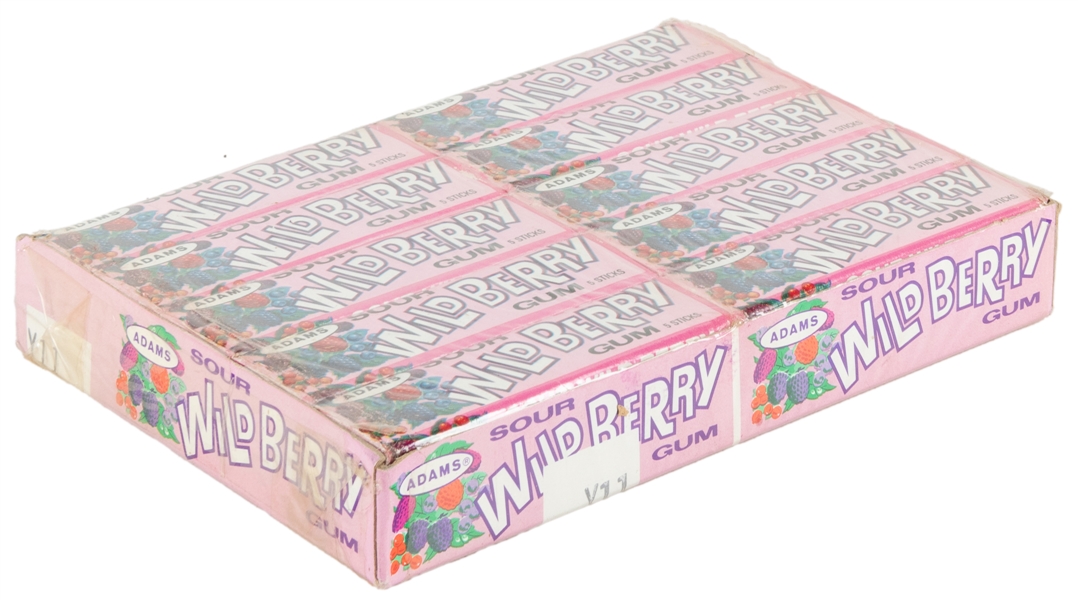  Adams Sour Wild Berry Gum. Full box. Circa 1970s. Box of 20...