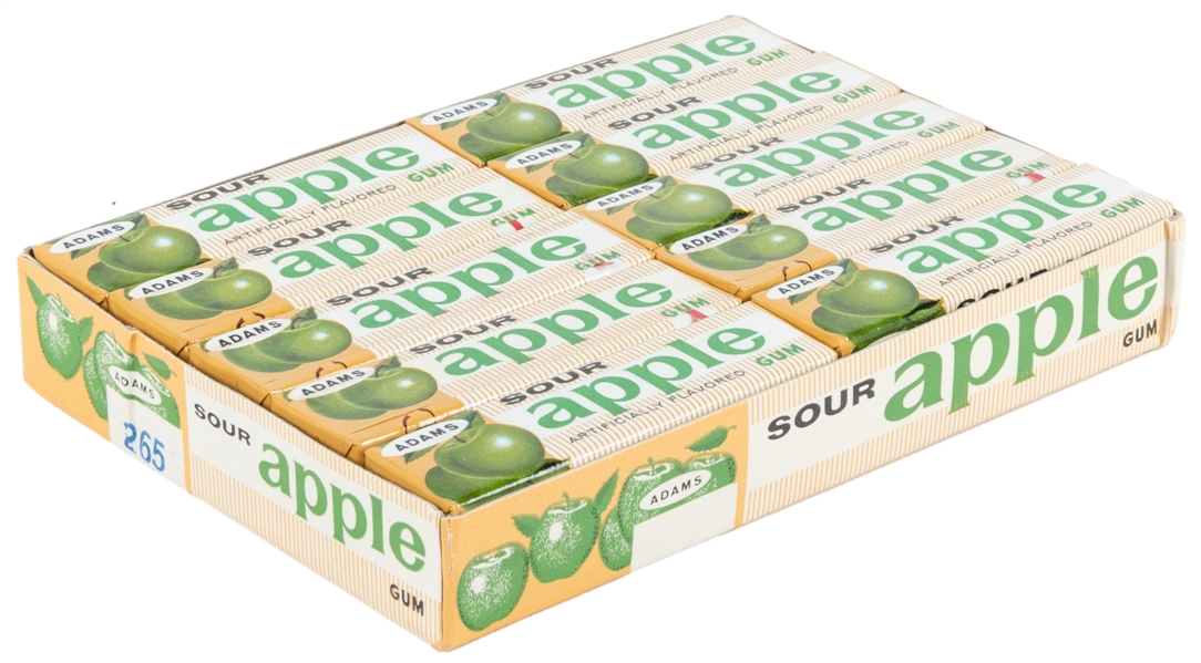  Adams Sour Apple Gum. Full Box. Circa 1960s. Box of 20 seal...