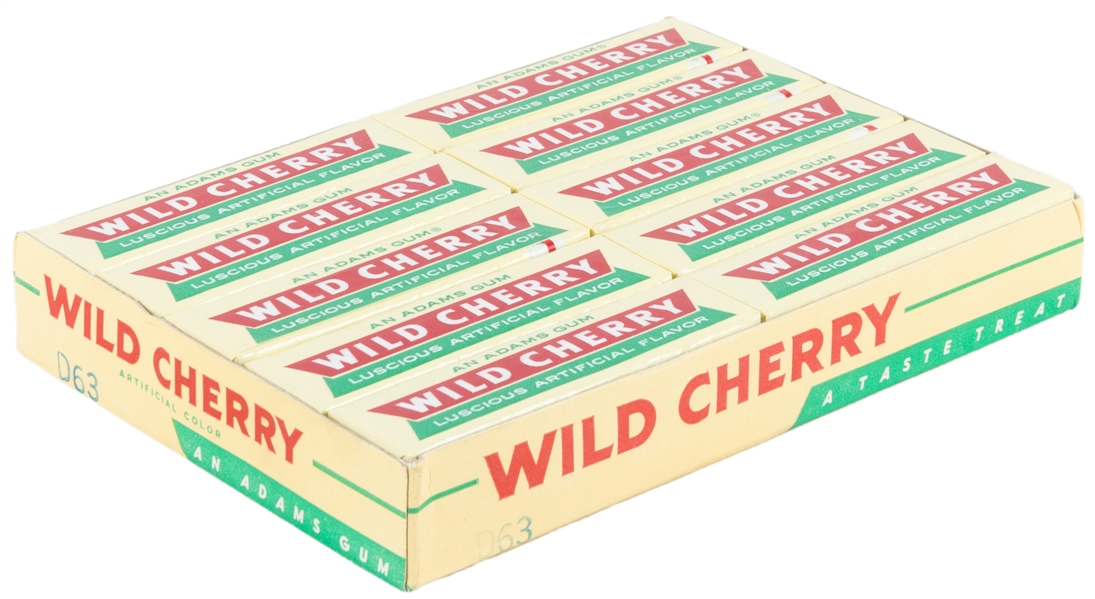  Adams Wild Cherry Gum. Full Box. Circa 1960s. Box of 20 fiv...