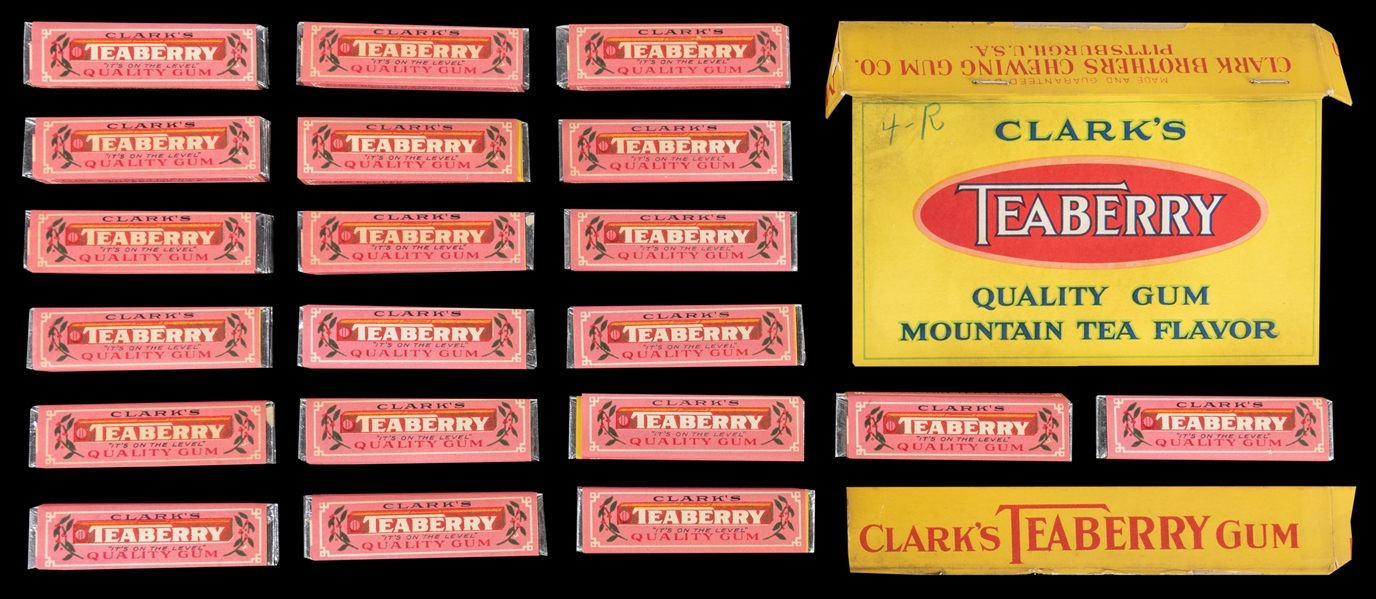  Clarks Teaberry Gum Lot with Box Lid. Pittsburgh: Clark Br...