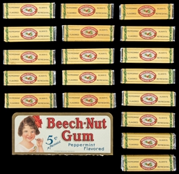  Beech-Nut Peppermint Gum. Group of 18 Packs. Five-stick pac...