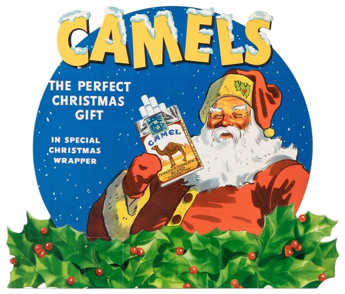  Camel Cigarettes Cardboard Standee with Santa Claus. [Winst...