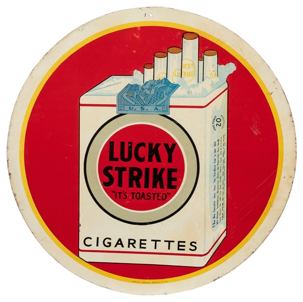  Lucky Strike Cigarettes Lithographed Tin Sign. Louisville, ...