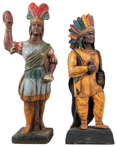  Pair of Cigar Store Indian Figures. Circa 1950s. One marked...