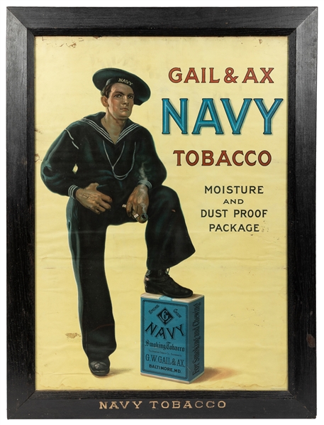  Gail & Ax Navy Tobacco Paper Sign in Original Manufacturer...