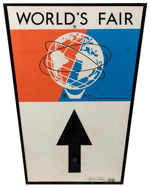  New York Worlds Fair 1964 Metal Sign. Single sided sheet m...