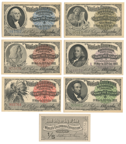  Chicago 1893 Worlds Columbian Exposition Admission Tickets...