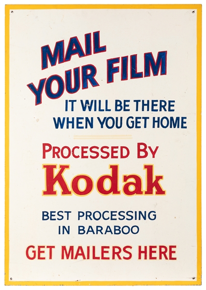  [KODAK FILM, association]. Hand-Made Painted Wooden Sign fo...