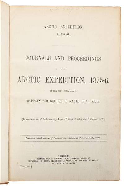  NARES, Captain Sir George (1831-1915). Arctic Expedition, 1...