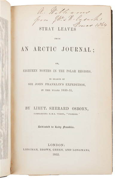  OSBORN, Sherard, Lieut. (1822-1875). Stray Leaves from an A...